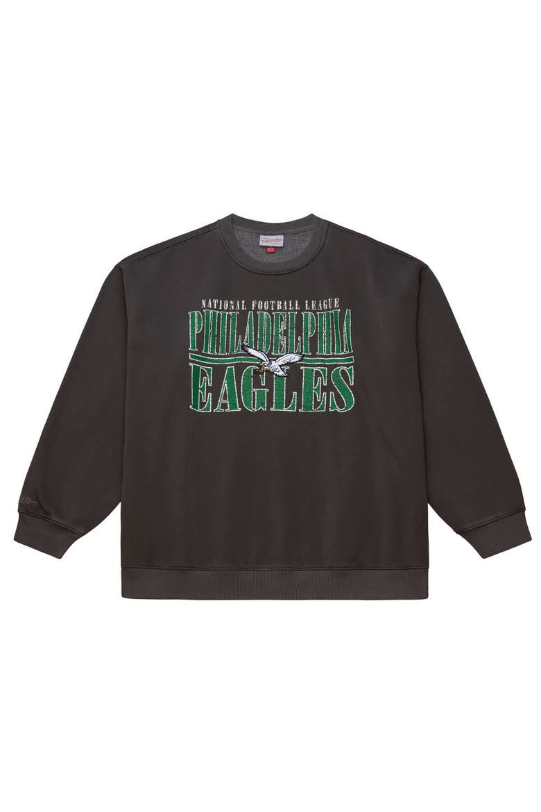 Men's Mitchell & Ness  Black Philadelphia Eagles Downtown Crew Vintage Logo Sweatshirt, Alternate, color, Black