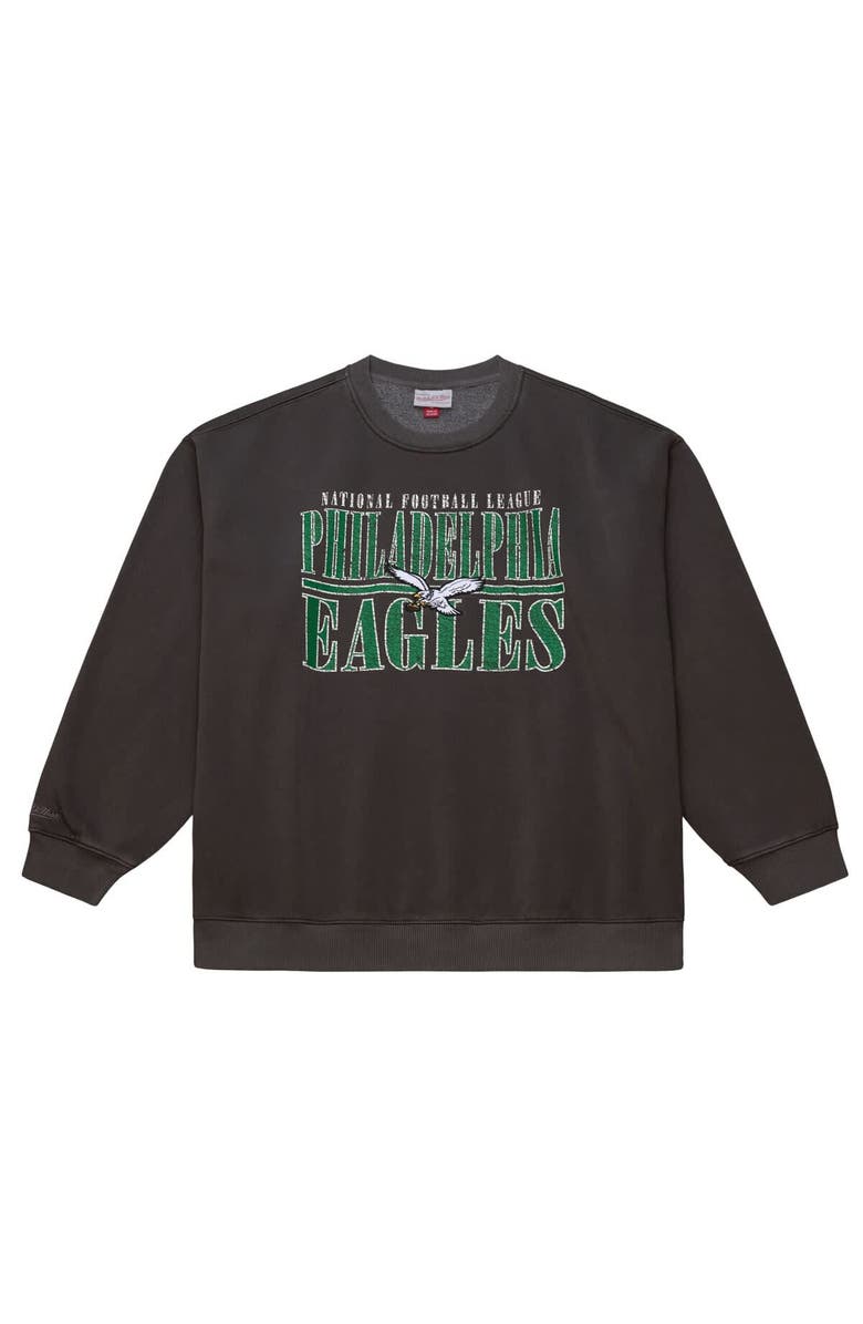 Mitchell & Ness Men's Mitchell & Ness Black Philadelphia Eagles Downtown Crew Vintage Logo Sweatshirt, Alternate, color, Black