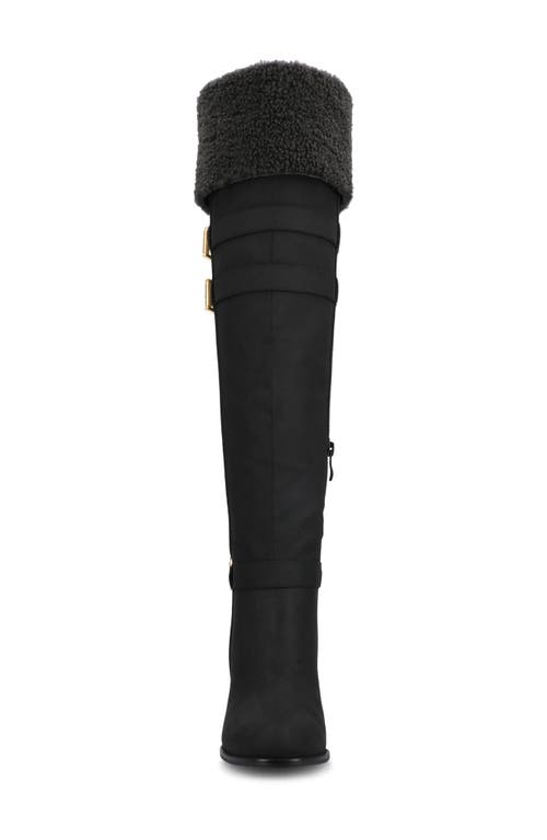 Journee Collection Alyza Faux Shearling Over-the-knee Boot In Black