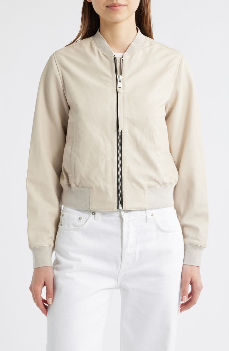 AllSaints Orten Leather Bomber Jacket, Alternate, color,