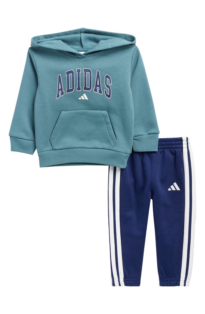 adidas Varsity Fleece Hoodie & Sweatpants Set, Main, color, Preloved Teal