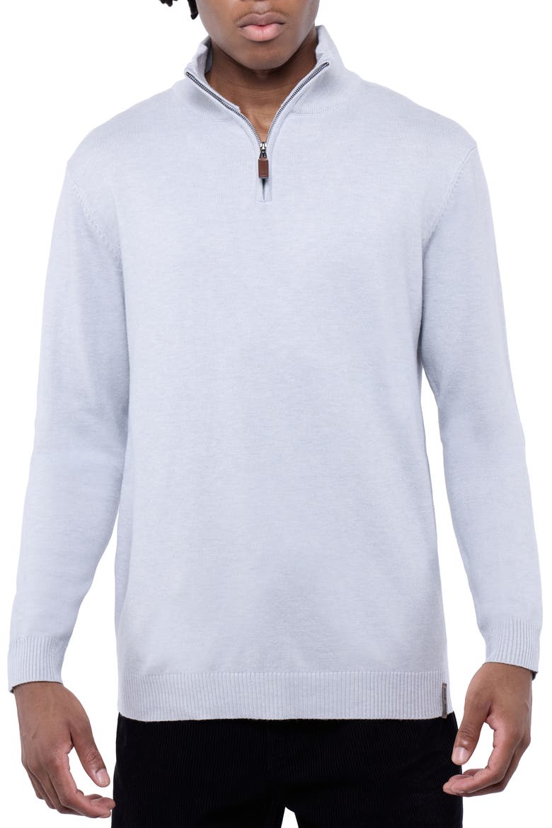 Mock Neck Quarter Zip Sweater, Main, color, LIGHT HEATHER GREY