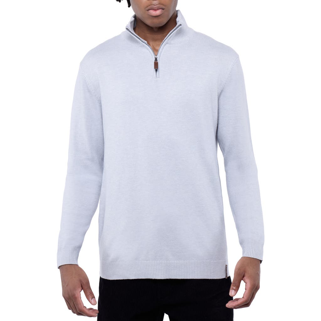 Spring + Mercer Mock Neck Quarter Zip Sweater In Light Heather Grey