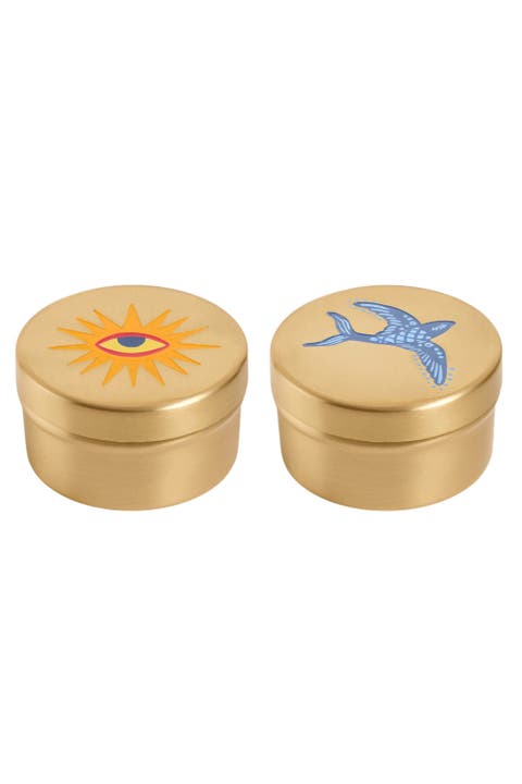 Lotus Brass Decorative Box 2 Pcs Set