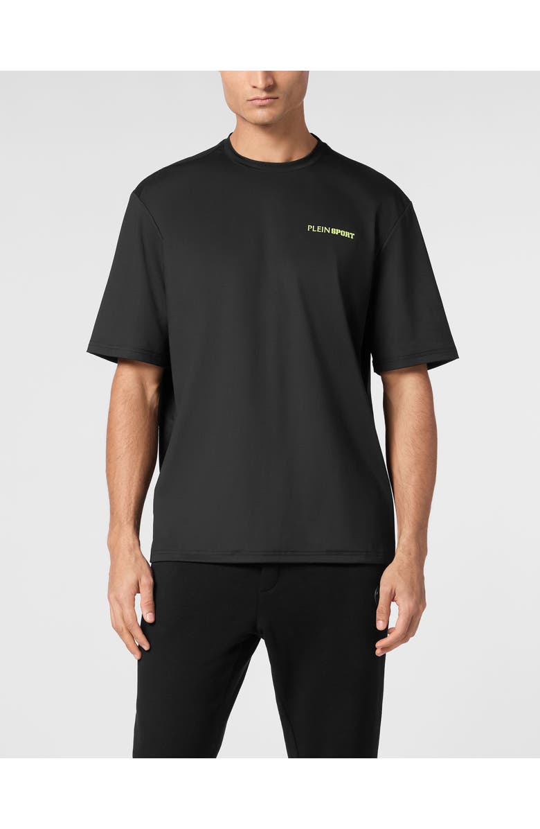 PLEIN SPORT Micro Rib T-Shirt Round Neck Ss, Main, color, Black