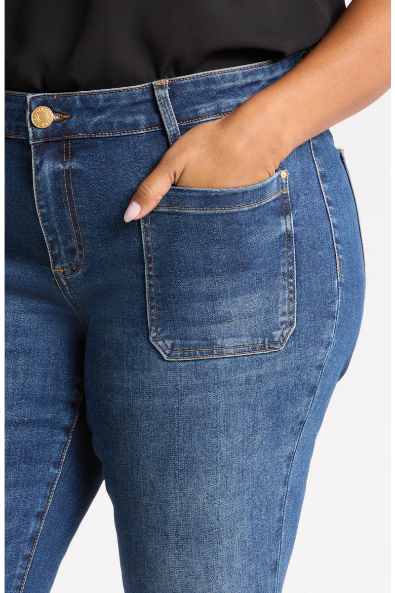 Natalie Patch Pocket Mid Rise Flare Jeans, Alternate, color, CHAMP