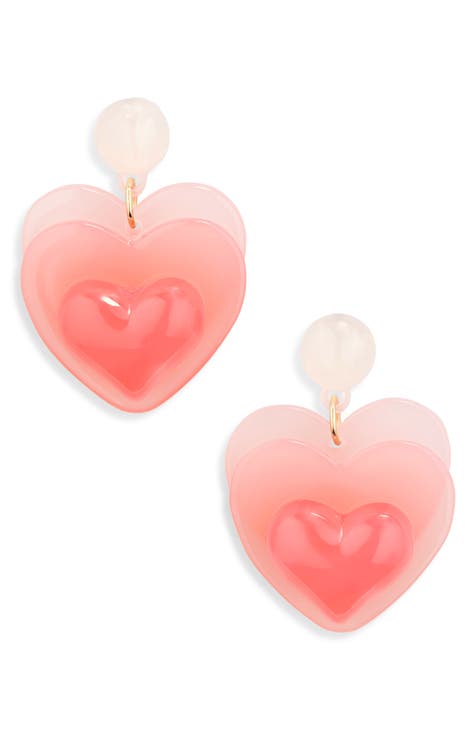 Ombré Layered Heart Drop Earrings