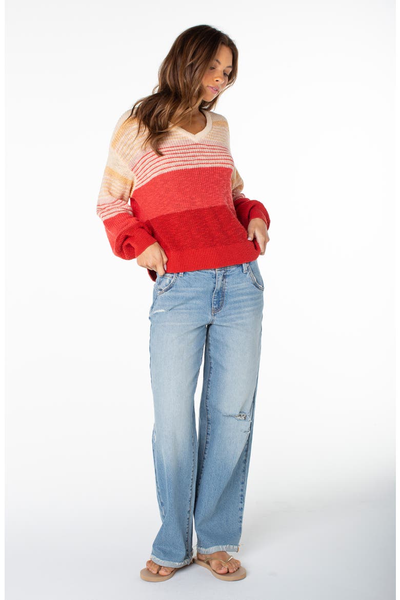 Vibes Level Stripe Sweater, Alternate, color, GINGER SPICE