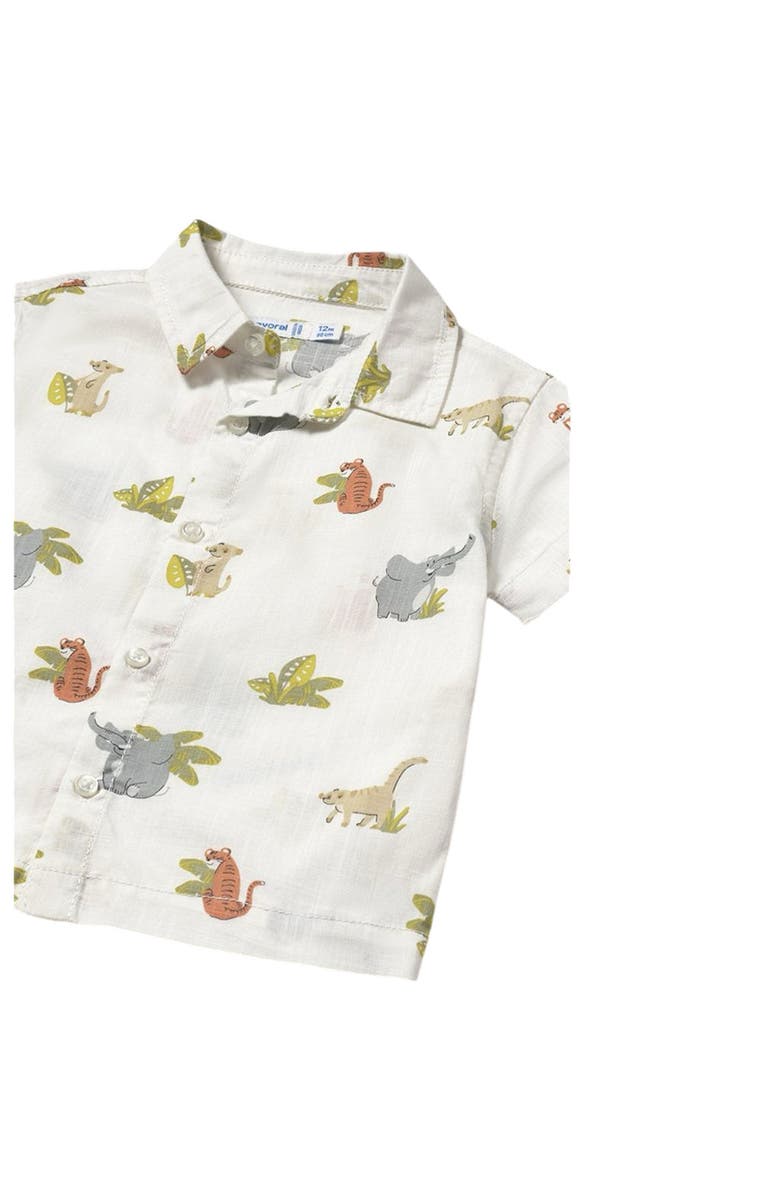 Mayoral Jungle Short Sleeve Buttondown Shirt, Alternate, color, Natural