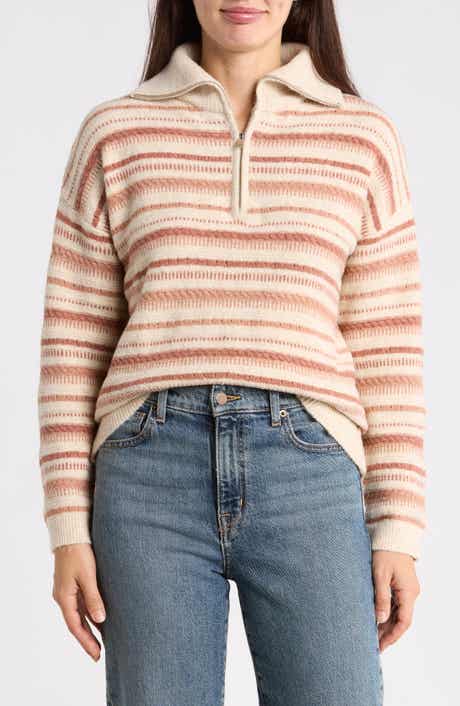 Quarter-Zip Striped Sweater