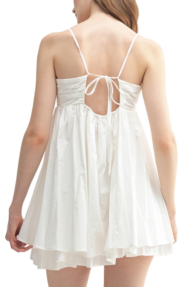 All in Favor Pleat Detail Cotton Babydoll Minidress, Alternate, color, White