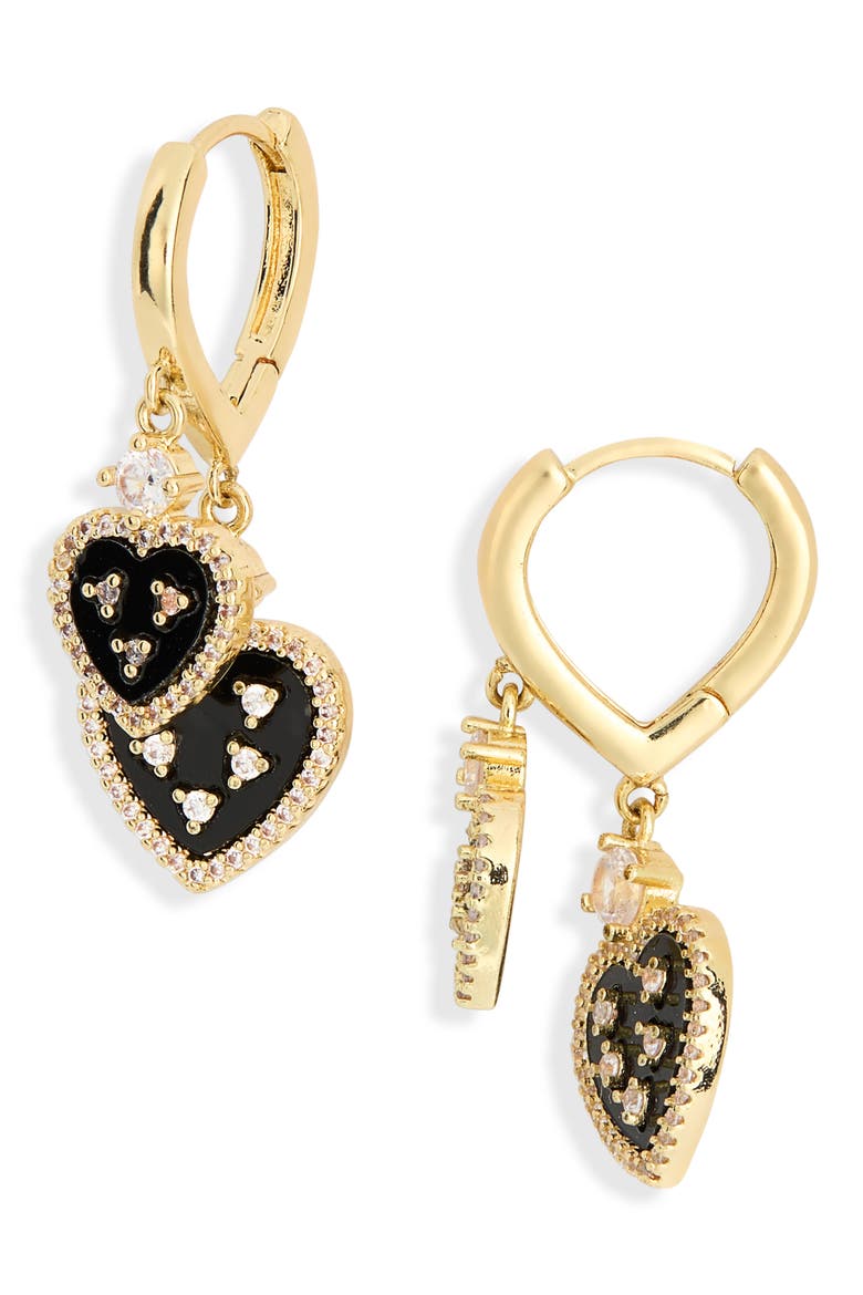 Sabrina Heart Charm Drop Earrings, Main, color, GOLD