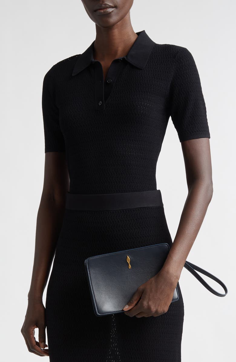 Christian Louboutin Small Bettina Leather Wristlet, Alternate, color, Black/ Gold