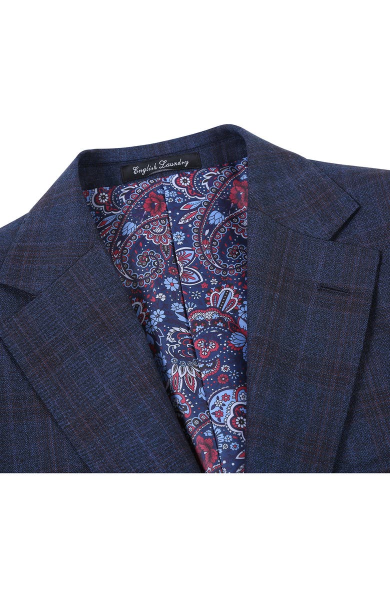 English Laundry Plaid Trim Fit Notch Lapel Wool Blend Two-Piece Suit, Alternate, color, Navy