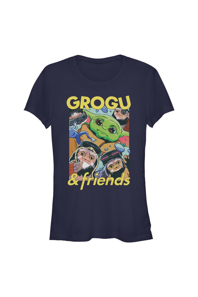 Junior's Star Wars The Mandalorian and Grogu The Child And Friends Collage  Graphic T-Shirt, Main, color, Navy Blue