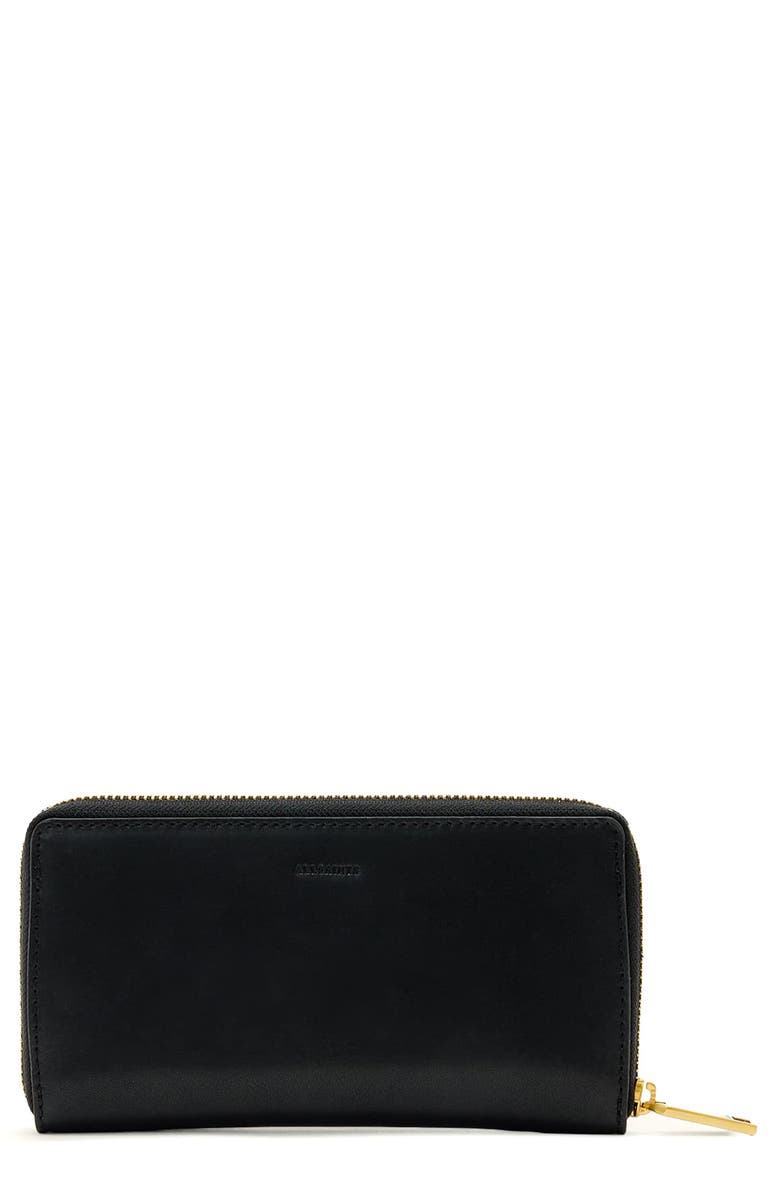 AllSaints Lena Zip Wallet, Main, color, Black