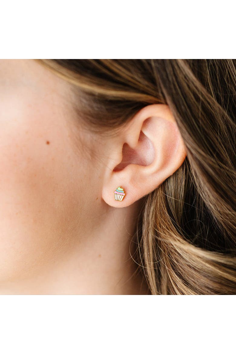 Rainbow Cupcake Stud Earring, Alternate, color, Multi