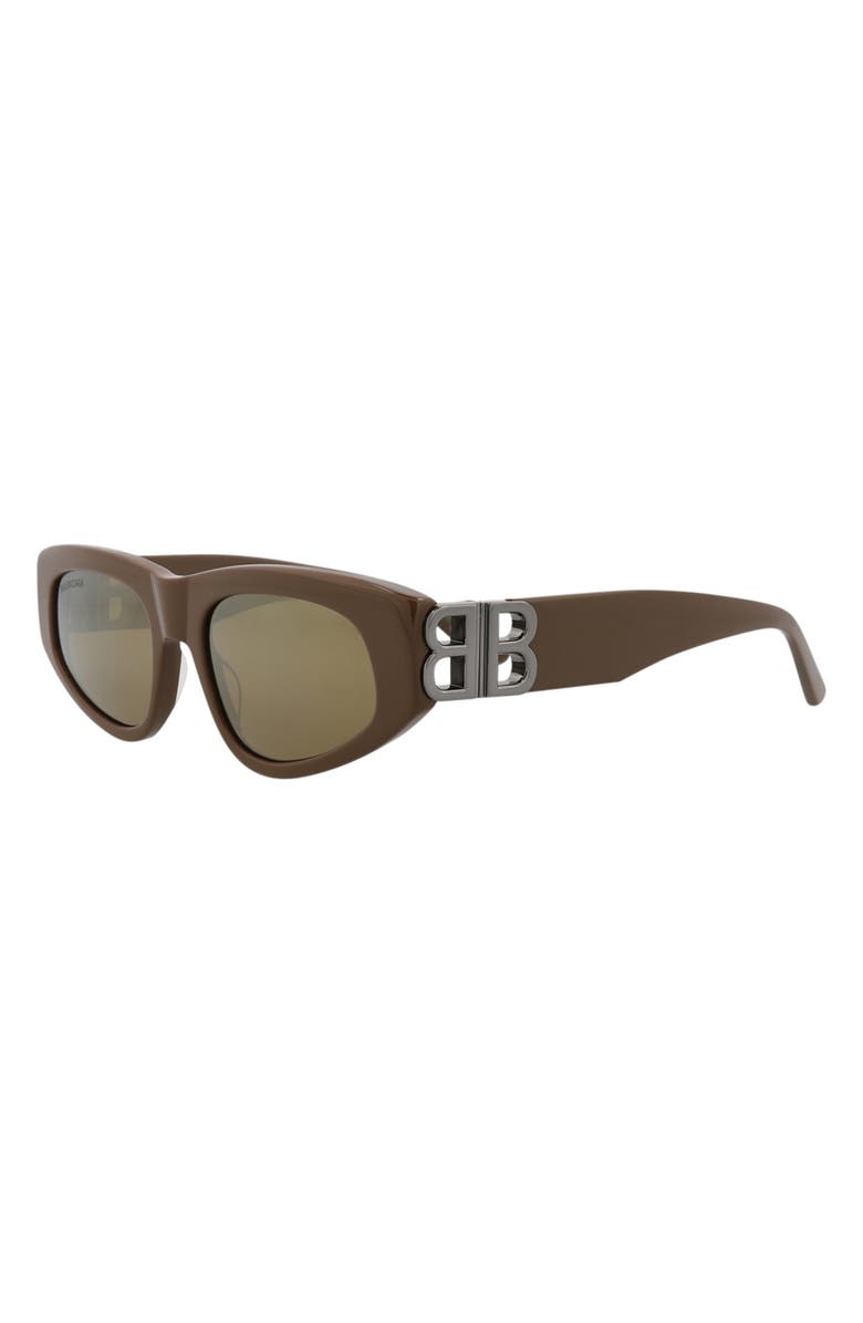 Balenciaga 53mm Rectangle Sunglasses, Alternate, color, Brown Ruthenium Bronze