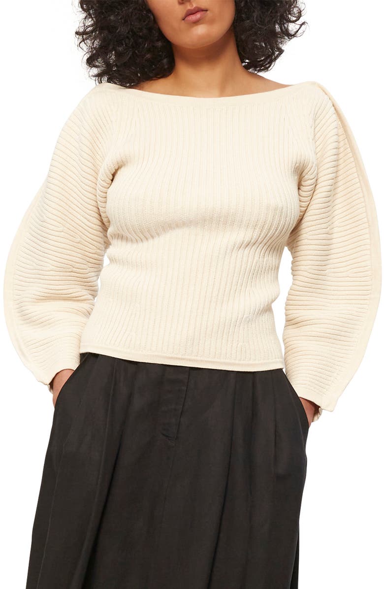 Mara Hoffman Nasira Balloon Sleeve Stretch Organic Cotton Sweater, Main, color, 