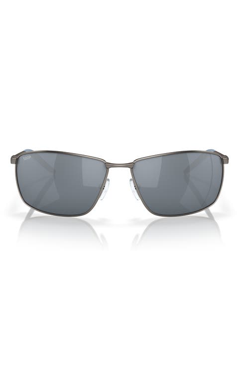 Turret 63mm Oversize Polarized Mirrored Rectangular Sunglasses