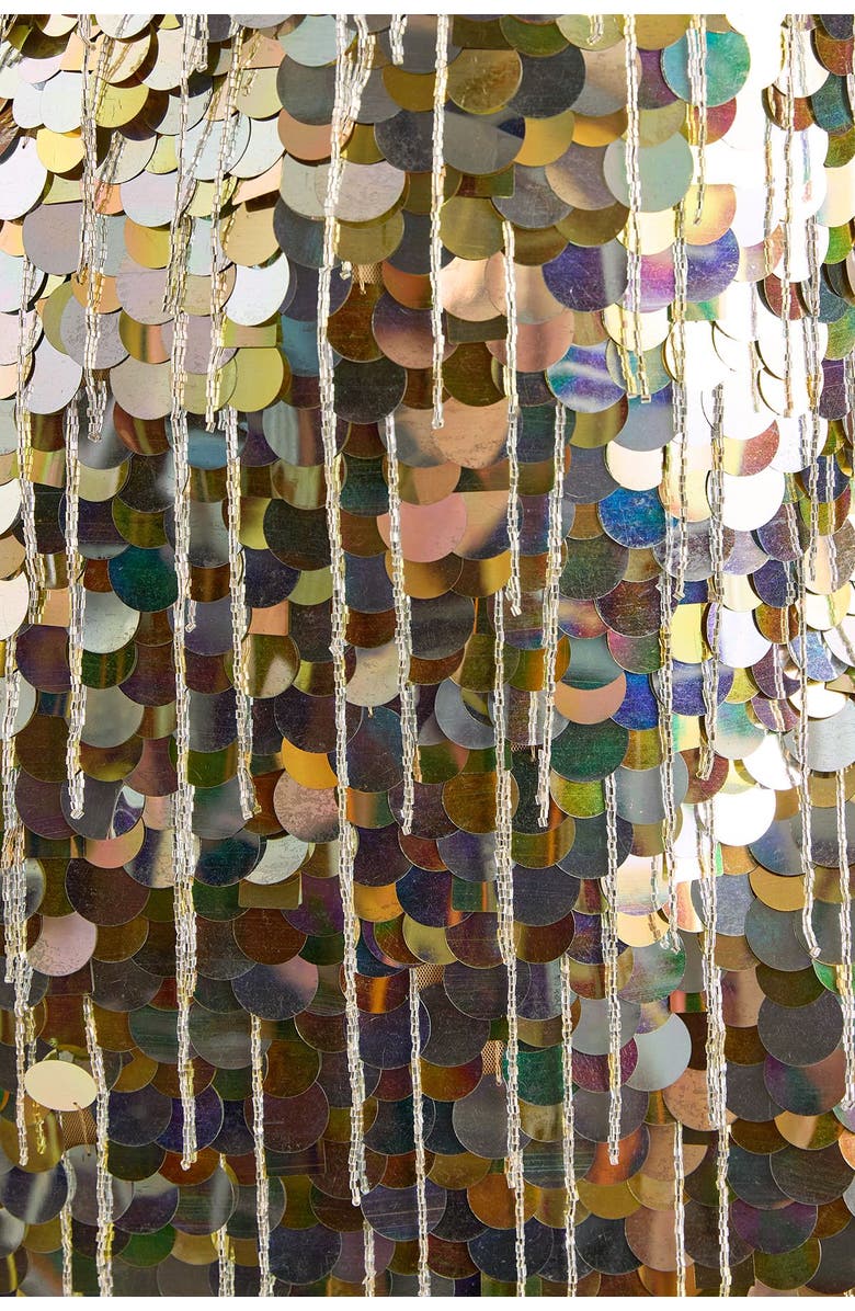 NASTY GAL Disc Tassel High Neck Mini Dress, Alternate, color, Gold