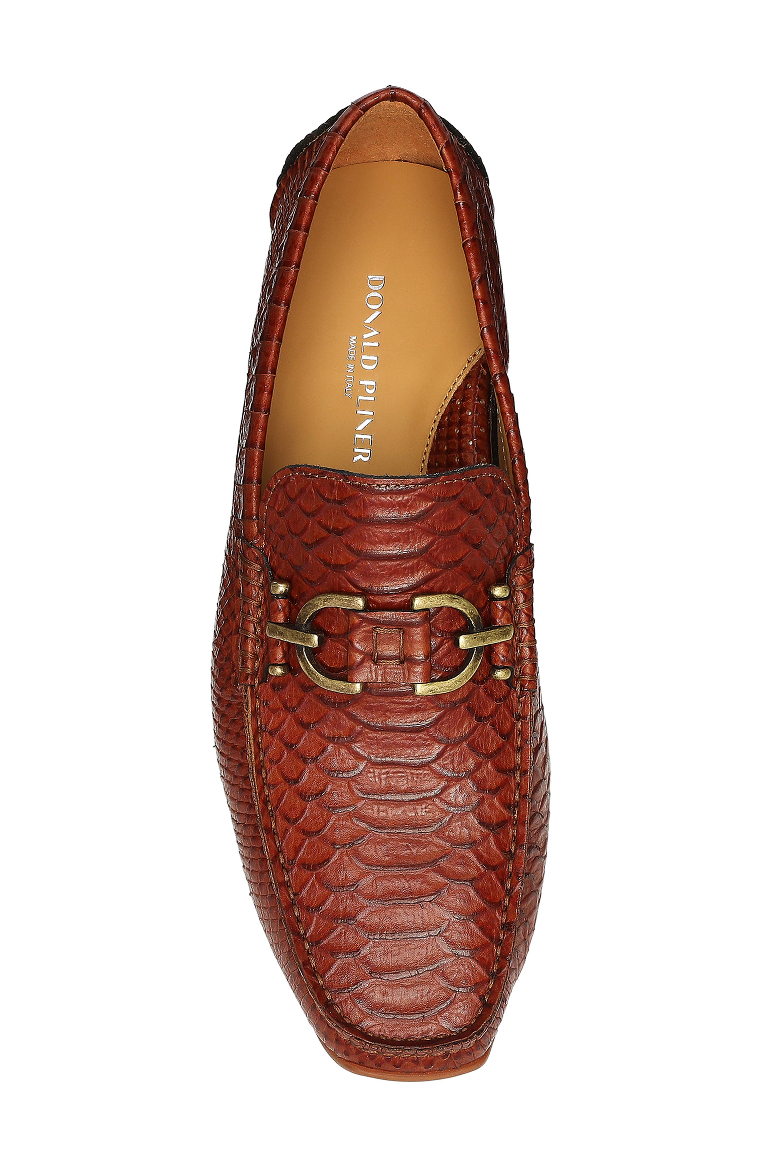 Donald Pliner Dacio II Snakeskin Embossed Driving Loafer, Alternate, color, Cognac