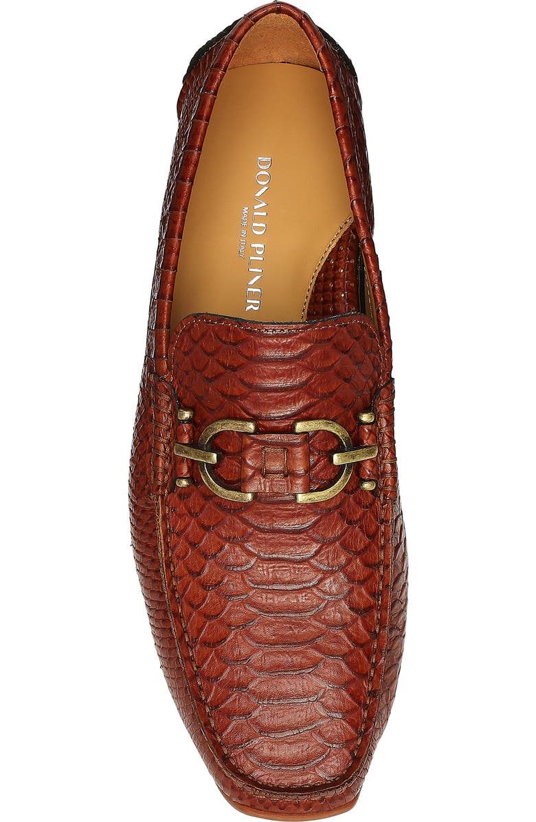 Donald Pliner Dacio II Snakeskin Embossed Driving Loafer, Alternate, color, Cognac