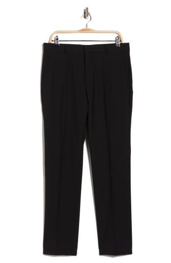 Hugo Boss Boss Genius Virgin Wool Blend Flat Front Dress Pants In Black
