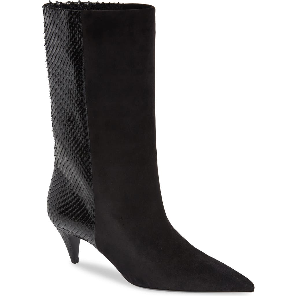 Saint Laurent Genuine Python & Suede Bootie In Multi