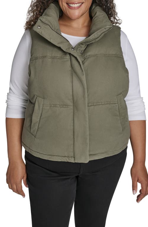 Levi's Cotton Crop Puffer Vest In Green