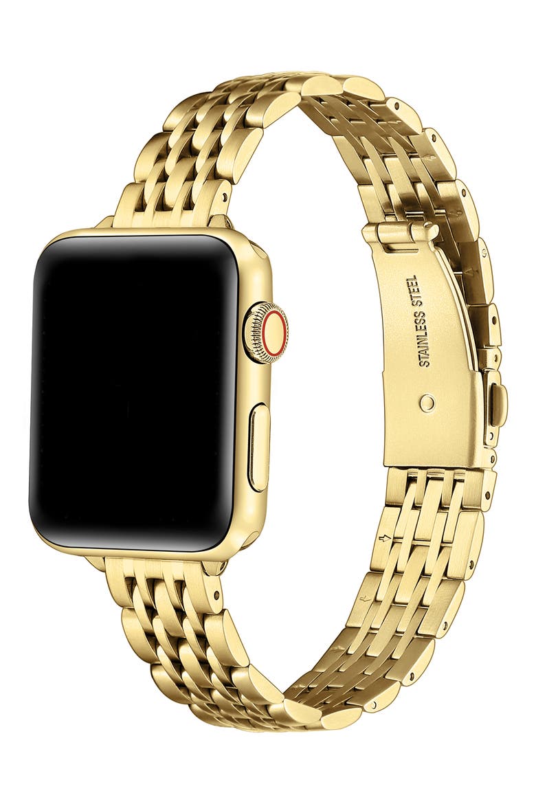 Rainey Skinny Stainless Steel Apple Watch® Watchband, Alternate, color, GOLD