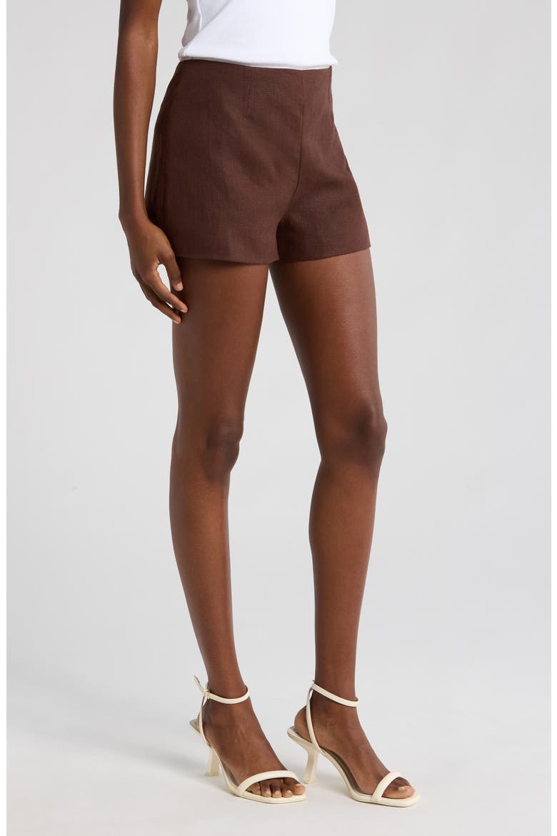 Lila Linen Shorts, Alternate, color, BISTRE