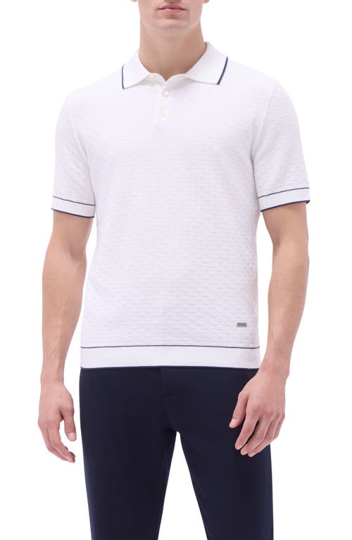 Bugatchi Tipped Contrast Collar Polo Sweater In Chalk