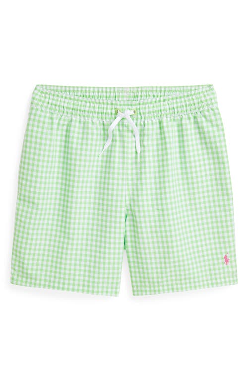 Polo Ralph Lauren Toddler And Little Boys Traveler Drawstring Waistband Swim Trunk In Classic Gingham Lime