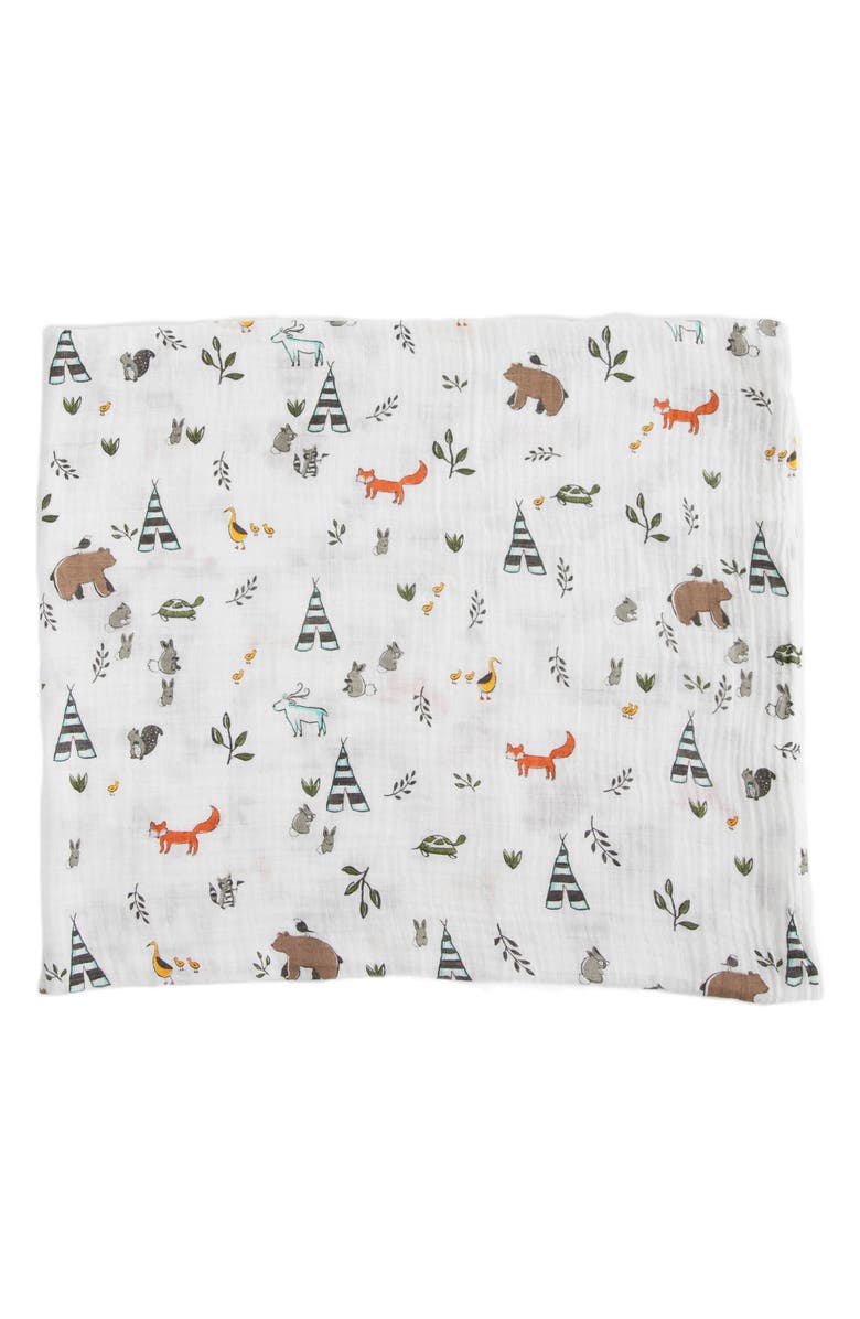 little unicorn 3-Pack Cotton Muslin Swaddle Blankets, Alternate, color, Forest Friends 2