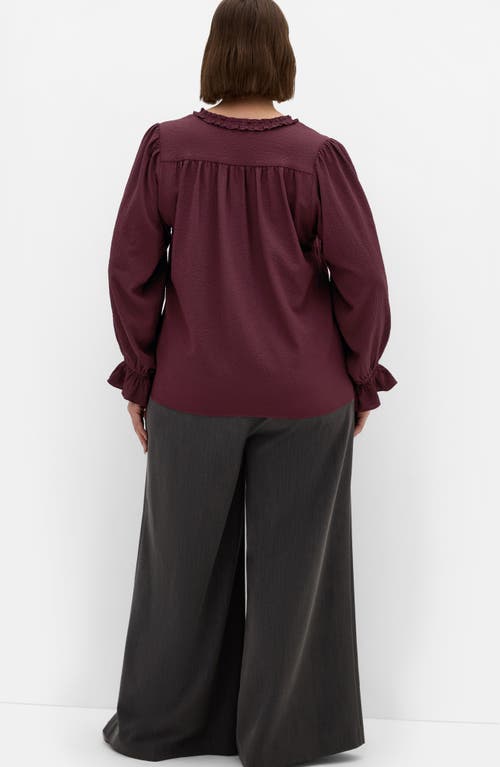 City Chic Marena Ruffle Top In Burgundy