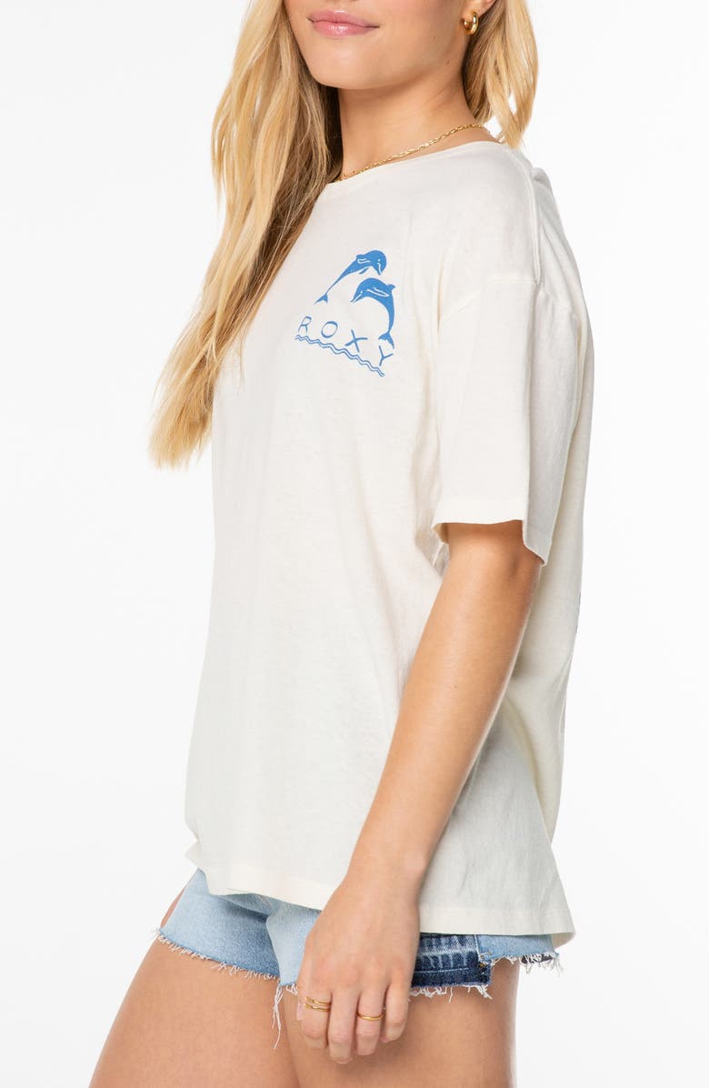 Roxy Sunset Dreams Oversize Cotton Graphic T-Shirt, Alternate, color, Egret Sunset Dreams