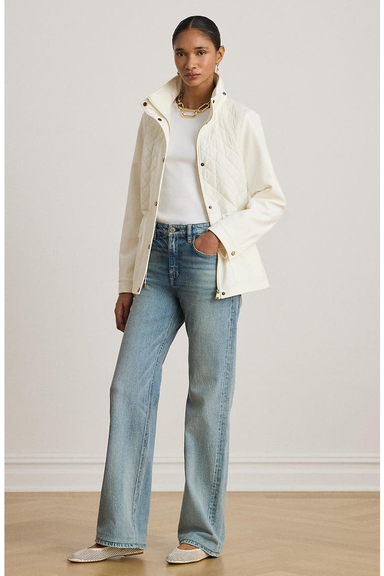 Mixed Media Quilted Jacket, Alternate, color, CREAM