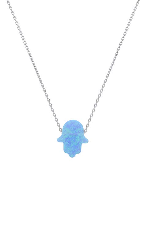 Opal Hamsa Pendant Necklace