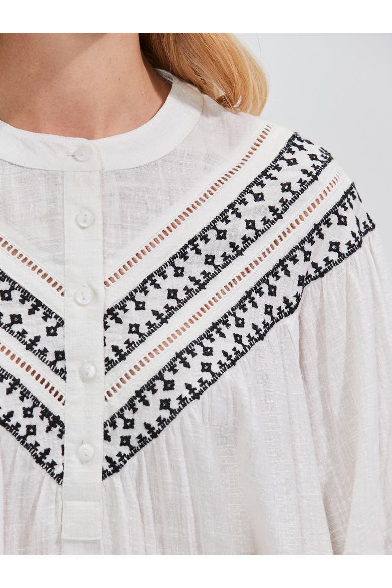 Embroidered Yoke Blouse, Alternate, color, Ivory