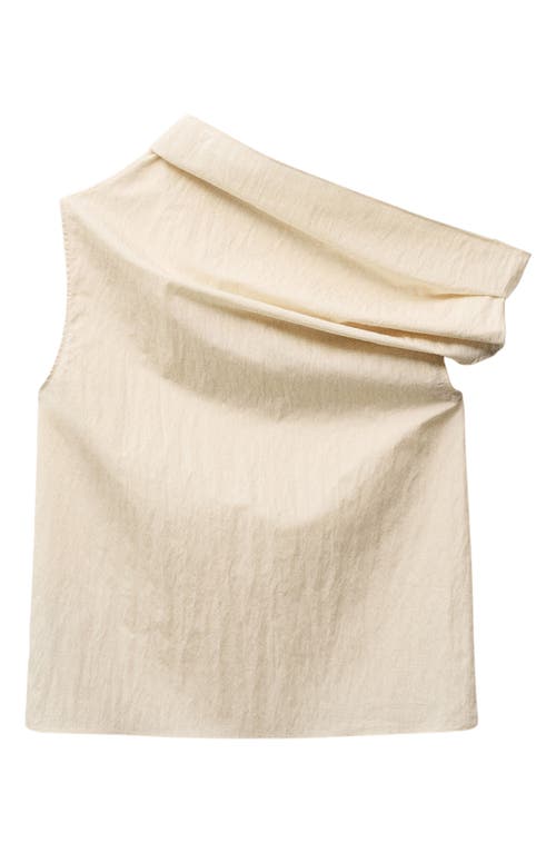 MANGO MANGO ASYMMETRIC OFF THE SHOULDER COTTON BLEND TOP