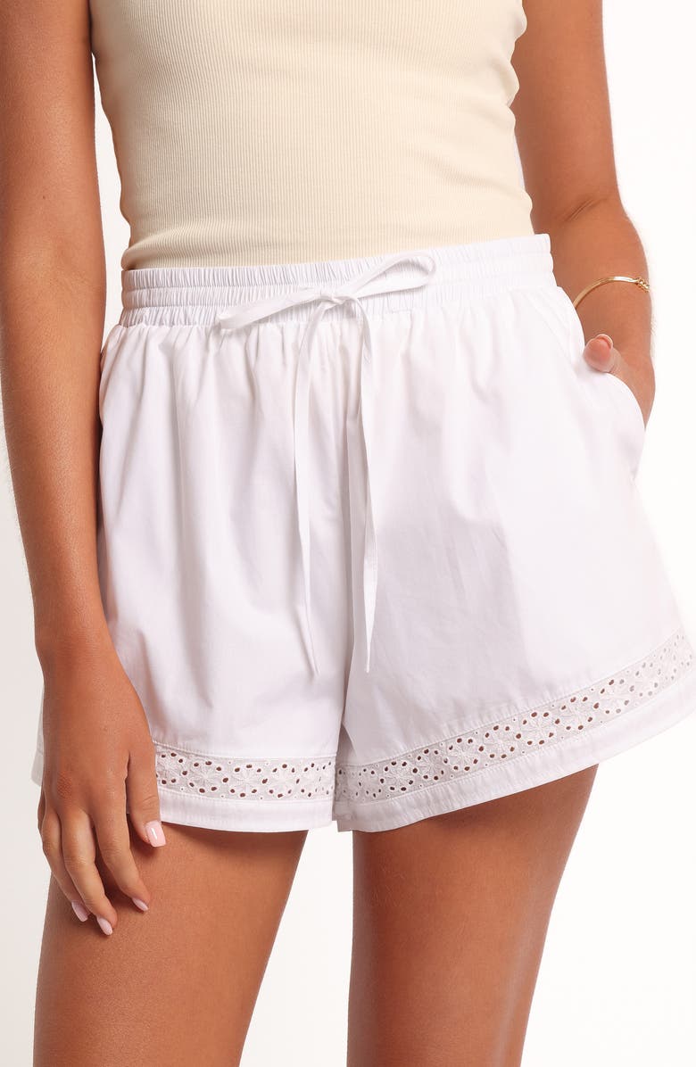 Petal & Pup Austin Cotton Drawstring Shorts, Alternate, color, White