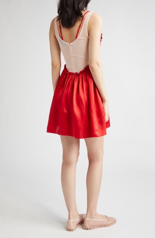 Simone Rocha Negligee Satin Patchwork Ballet Dress In Red
