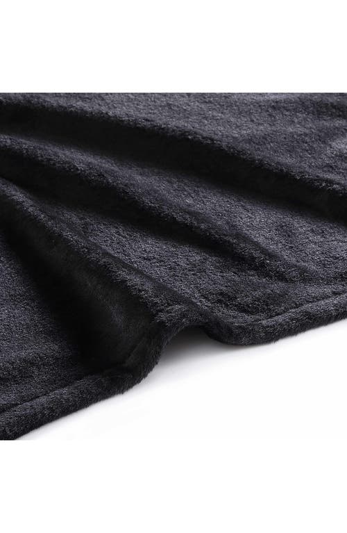 City Scene Fur Like Solid Fur Like Reversible Throw Blanket In Black
