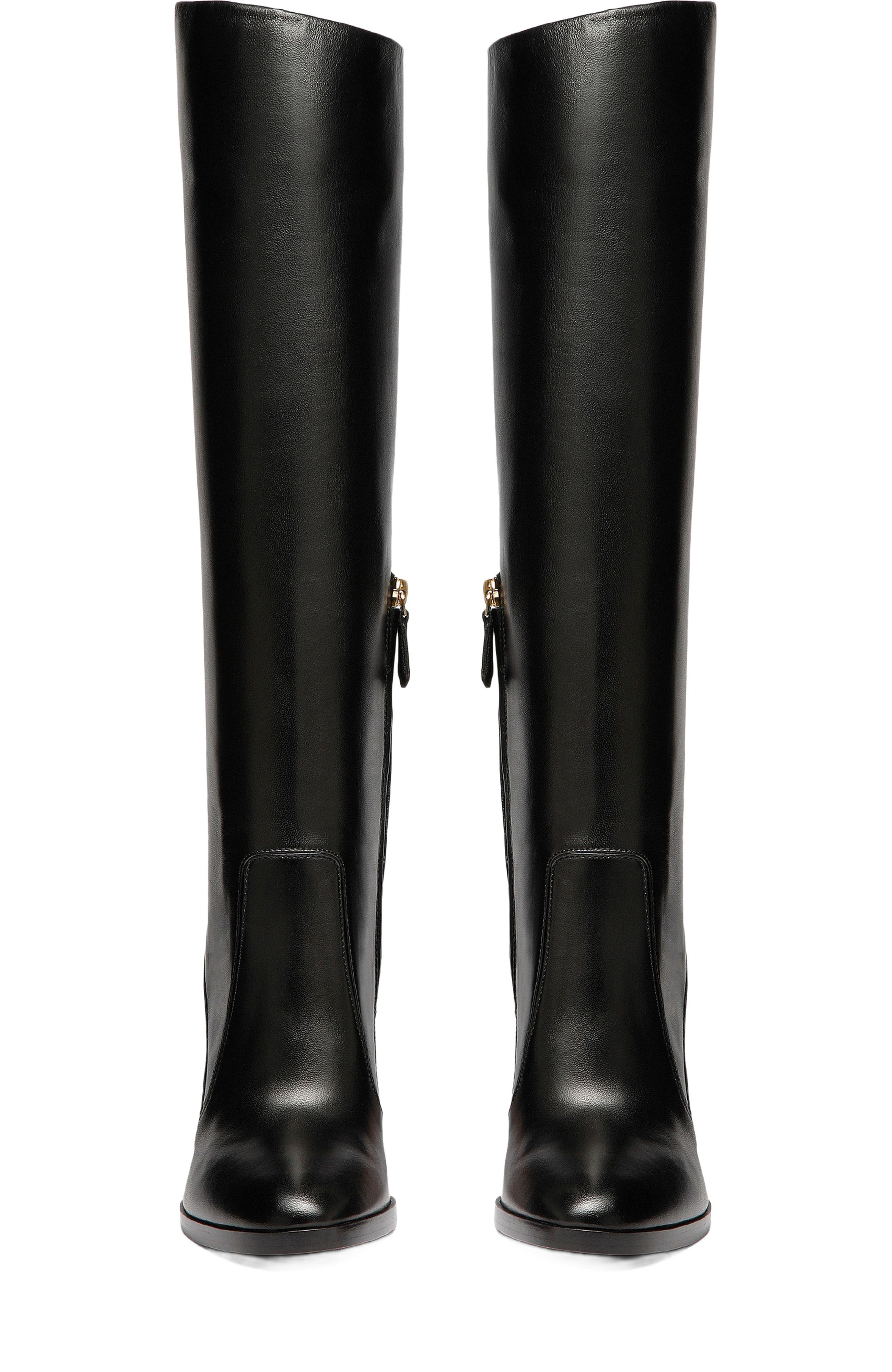 Santoni Women's leather high-heel boot, Alternate, color, Black