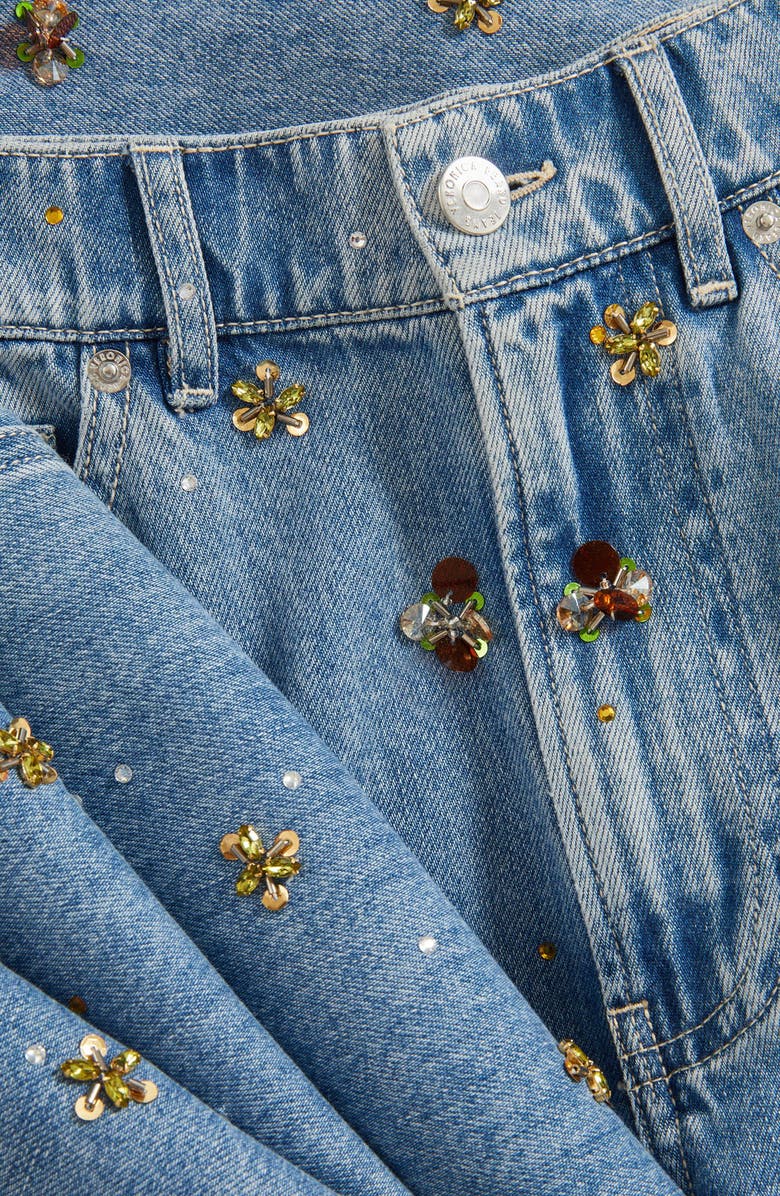 Veronica Beard Kasey Embellished Wide Leg Jeans, Alternate, color, Silver Dust