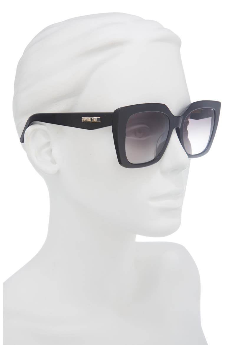 CDior S5I 55mm Square Sunglasses, Alternate, color, SHINY BLACK / GRADIENT SMOKE