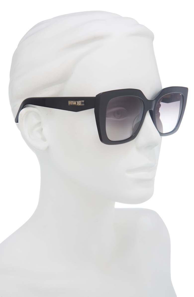 DIOR CDior S5I 55mm Square Sunglasses, Alternate, color, Shiny Black / Gradient Smoke