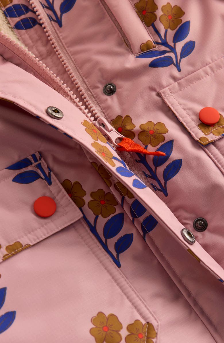 Mini Boden Kids' 4-in-1 Waterproof Coat, Alternate, color, Vintage Pink Floral Stamp