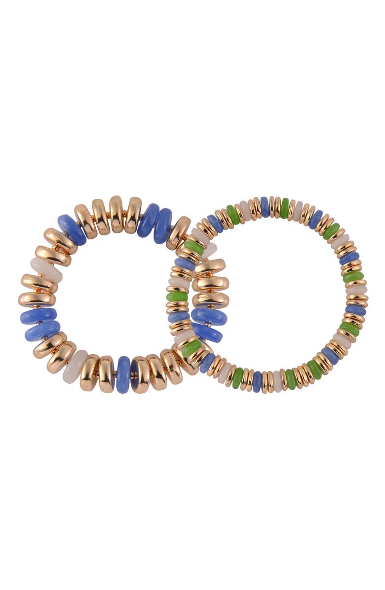 Laundry by Shelli Segal Set of 2 Disc Stretch Bracelets, Main, color, Multi